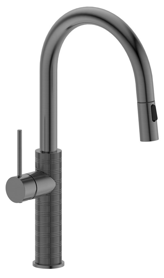 FLAWO stojánková dřezová baterie s výsuvnou sprškou, gun metal