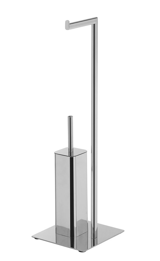 FELIX stojan s držákem na toaletní papír a WC štětkou, hranatý, chrom